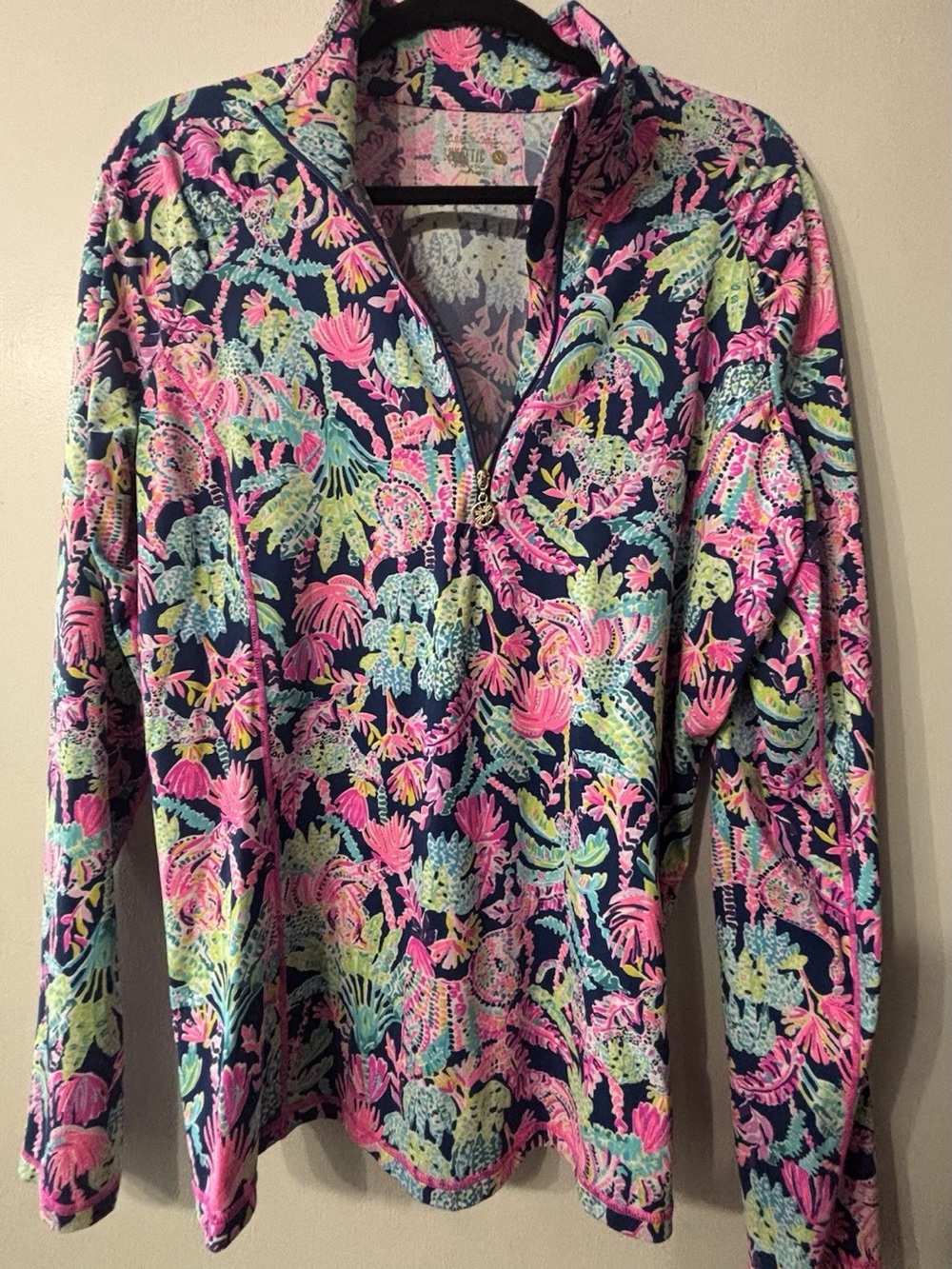 Lily Pulitzer Luxletic XL Half Zipper Pull Over Top